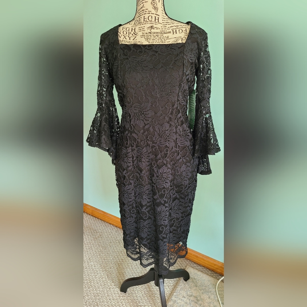 Black Lace Bodycon Dress Size 8